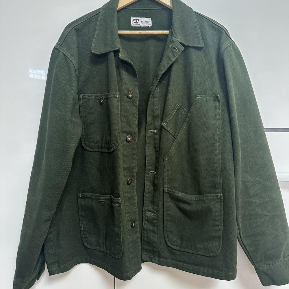 Tellason Coverall Jacket Garment Dyed Green